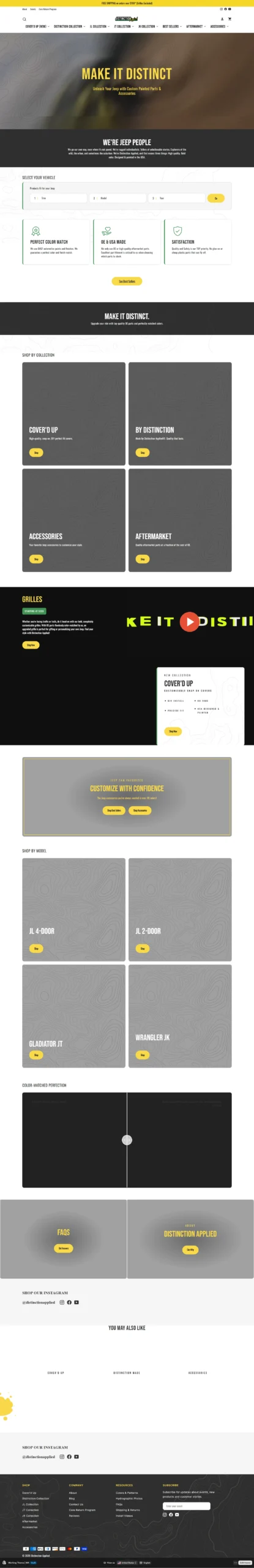 Distinction Applied Shopify Store — Full Page Preview