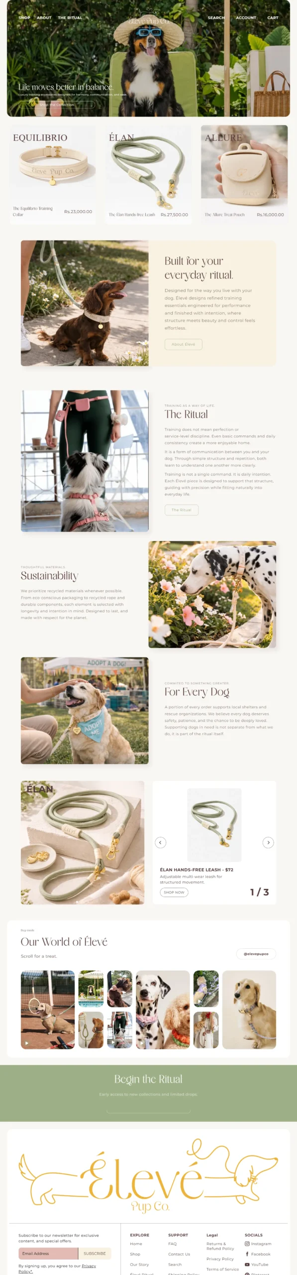 Eleve Pup Go Shopify Store — Full Page Preview