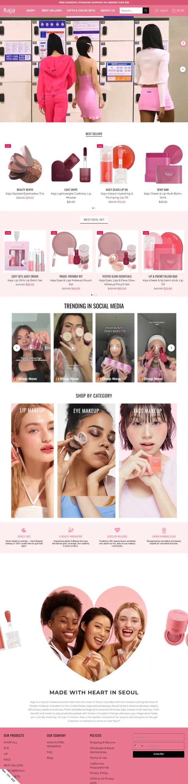 Kaja Beauty Shopify Store — Full Page Preview