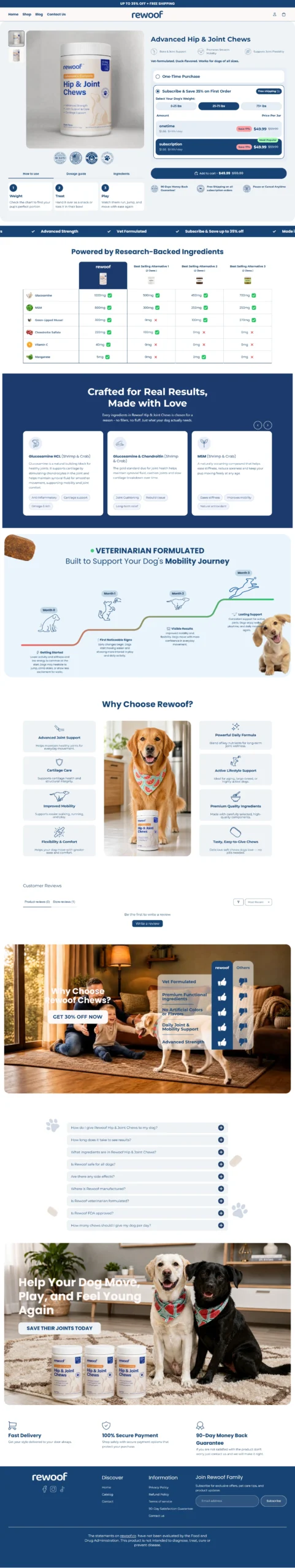Rewoof Pet Store Shopify — Full Page Preview